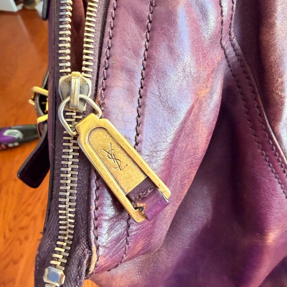 Yves Saint Laurent Vintage Purple Marbled Leather downtown bag (largest size) - Picture 5 of 6